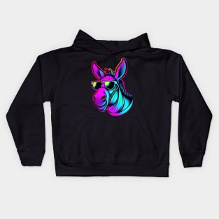 Synthwave Donkey Electro Retro Colorful Kids Hoodie